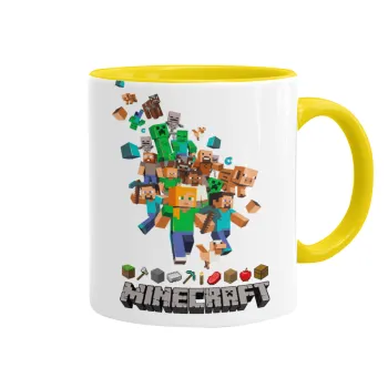 Minecraft adventure, Κούπα χρωματιστή κίτρινη, κεραμική, 330ml