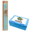 Easter Set, children's snack container BLUE & Easter aromatic flat candle (30cm) (TURQUOISE)