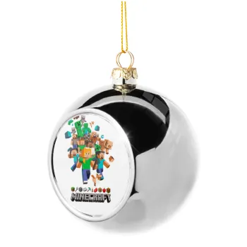Minecraft adventure, Silver 8cm Christmas tree ball ornament