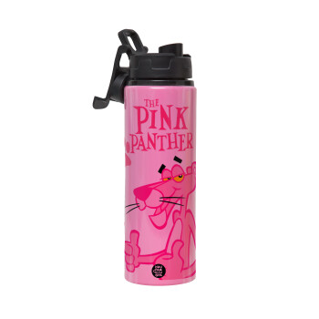The pink panther, Metallic water bottle with safety lid, 850ml aluminum