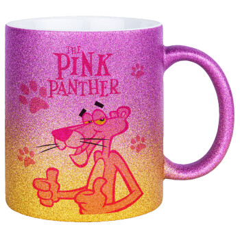 The pink panther, Κούπα Χρυσή/Ροζ Glitter, κεραμική, 330ml