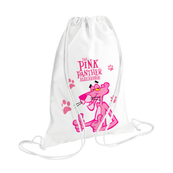 The pink panther, Τσάντα πλάτης πουγκί GYMBAG λευκή (28x40cm)