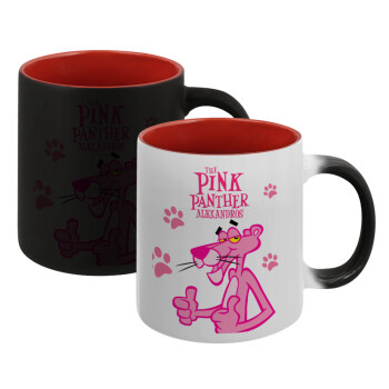 The pink panther, Κούπα Μαγική εσωτερικό κόκκινο, κεραμική, 330ml που αλλάζει χρώμα με το ζεστό ρόφημα