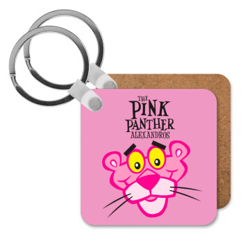 The pink panther, Μπρελόκ Ξύλινο τετράγωνο MDF