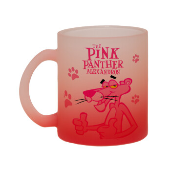 The pink panther, Κούπα γυάλινη δίχρωμη με βάση το κόκκινο ματ, 330ml
