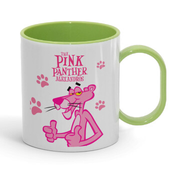 The pink panther, Κούπα (πλαστική) (BPA-FREE) Polymer Πράσινη για παιδιά, 330ml