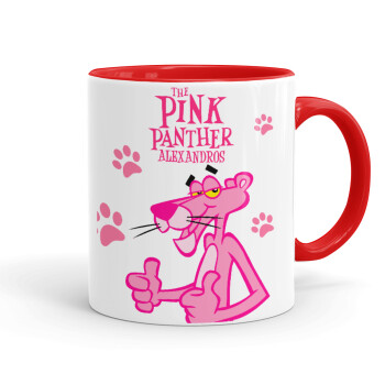 The pink panther, Κούπα χρωματιστή κόκκινη, κεραμική, 330ml