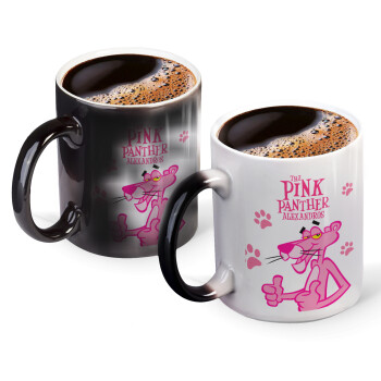 The pink panther, Color changing magic Mug, ceramic, 330ml when adding hot liquid inside, the black colour desappears (1 pcs)