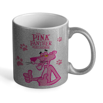 The pink panther, Κούπα Ασημένια Glitter που γυαλίζει, κεραμική, 330ml