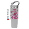 ΓΚΡΙ χρώματος Θερμός Ανοξείδωτο 890ml (30oz) με χερούλι