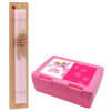 Easter Set, children's snack container PINK & scented flat Easter candle (30cm) (PINK)