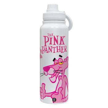 The pink panther, 1L Stainless Steel Thermal Bottle with Phone Holder & Double Wall Insulation