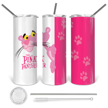 The pink panther, Tumbler stainless steel 600ml, with metal straw & cleaning brush
