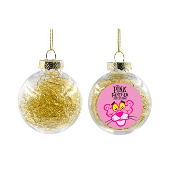 The pink panther, Transparent Christmas tree ball ornament with gold filling 8cm