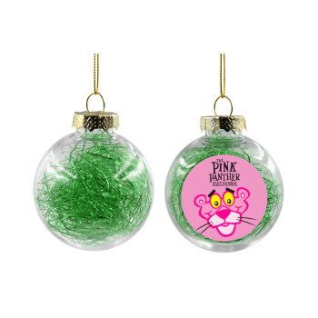The pink panther, Στολίδι Χριστουγεννιάτικη μπάλα δένδρου διάφανη με πράσινο γέμισμα 8cm