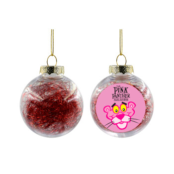 The pink panther, Στολίδι Χριστουγεννιάτικη μπάλα δένδρου διάφανη με κόκκινο γέμισμα 8cm