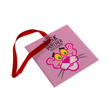 The pink panther, Christmas ornament, glass square ornament 9x9cm