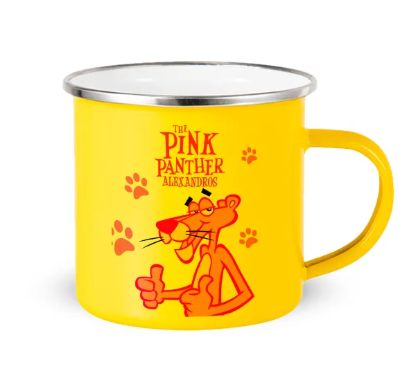 The pink panther — Yellow Enamel Metallic Cup 360ml