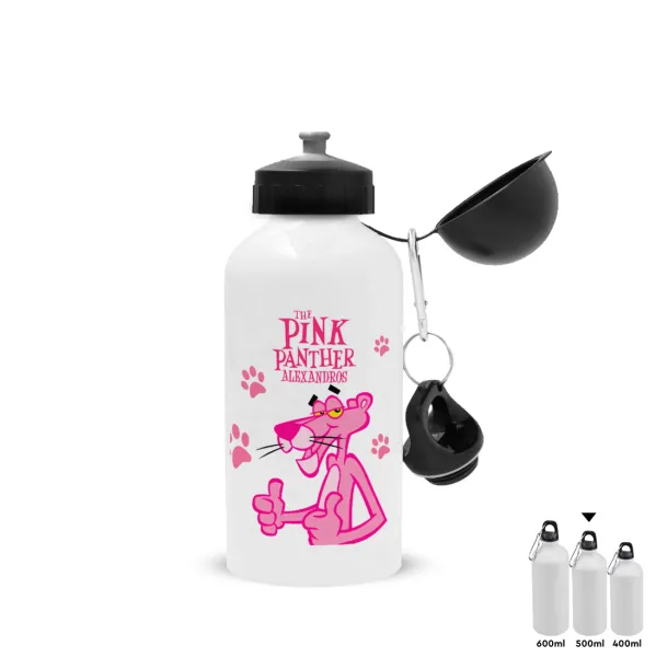 The pink panther — Μεταλλικό παγούρι νερού, Λευκό, αλουμινίου 500ml