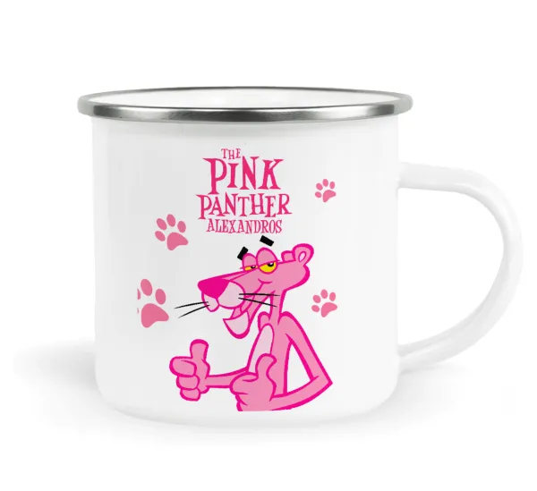 The pink panther — Metallic enamel cup white 360ml