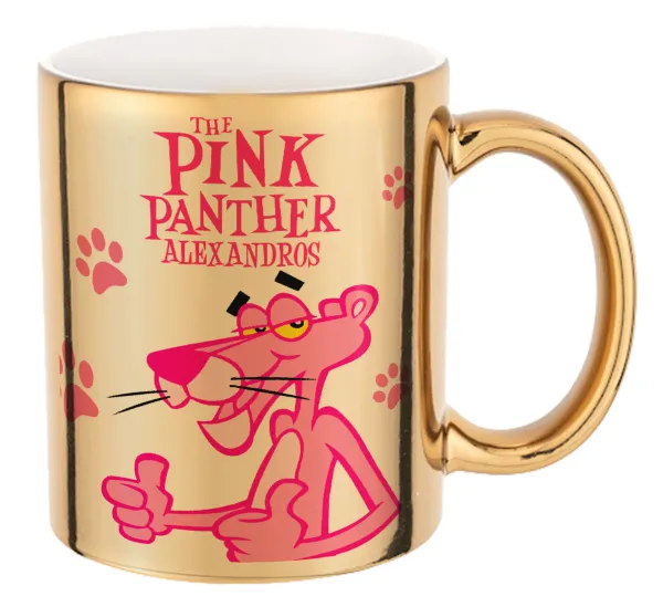 The pink panther — Mug ceramic, gold mirror, 330ml