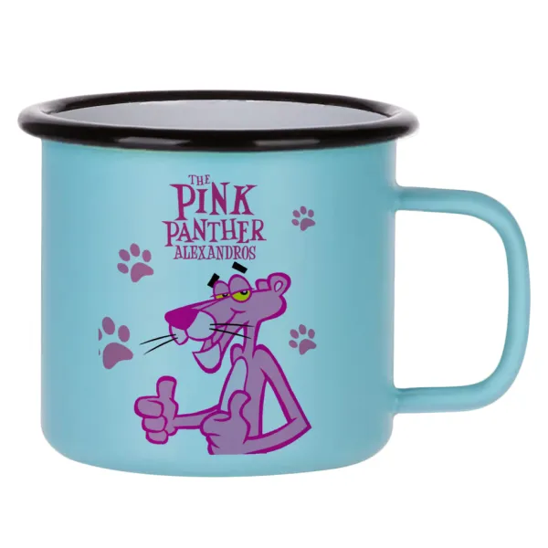 The pink panther — Κούπα Μεταλλική εμαγιέ ΜΑΤ σιέλ 360ml