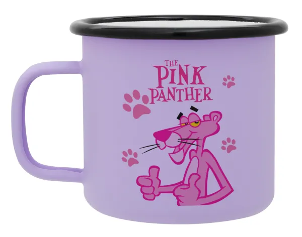 The pink panther — Metal enamel mug, matte light pastel purple, 360ml