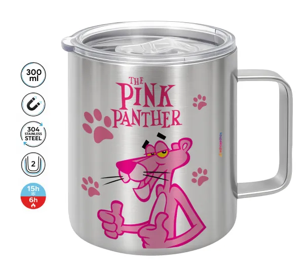 The pink panther — Double-walled stainless steel mug 300ml with temperature-retaining lid