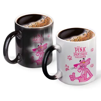 The pink panther, Color changing magic Mug, ceramic, 330ml when adding hot liquid inside, the black colour desappears (1 pcs)