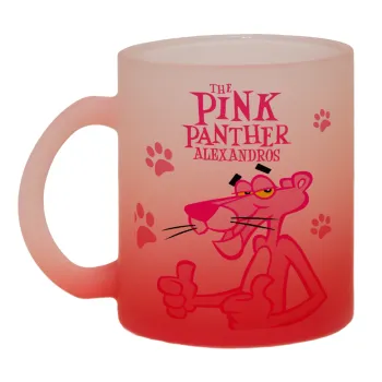 The pink panther, Κούπα γυάλινη δίχρωμη με βάση το κόκκινο ματ, 330ml
