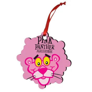 The pink panther, Christmas ornament snowflake wooden 7.5cm