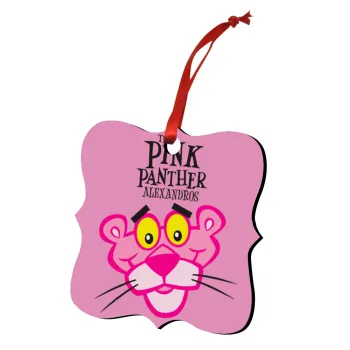 The pink panther, Christmas ornament polygon wooden 7.5cm