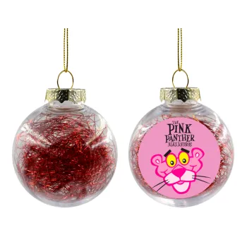 The pink panther, Transparent Christmas tree ball ornament with red filling 8cm