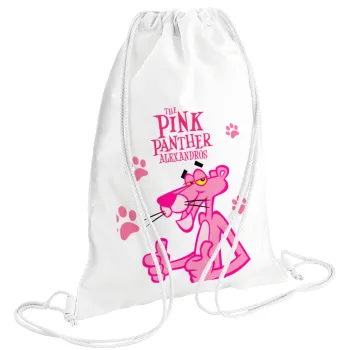 The pink panther, Τσάντα πλάτης πουγκί GYMBAG λευκή (28x40cm)
