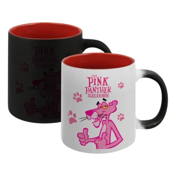 The pink panther, Κούπα Μαγική εσωτερικό κόκκινο, κεραμική, 330ml που αλλάζει χρώμα με το ζεστό ρόφημα
