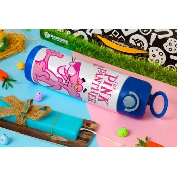 The pink panther, Easter candle, Childrens hot water bottle, stainless steel, with safety straw, BLUE (500ml)