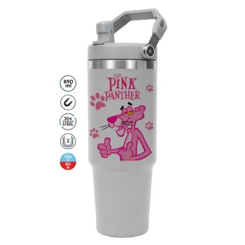 The pink panther, ΓΚΡΙ χρώματος Θερμός Ανοξείδωτο 890ml (30oz) με χερούλι