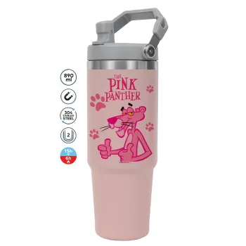 The pink panther, ΡΟΖ χρώματος Θερμός Ανοξείδωτο 890ml (30oz) με χερούλι