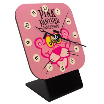 The pink panther, Quartz Table clock in natural wood (10cm)