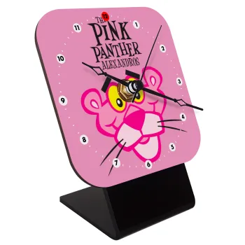 The pink panther, Quartz Wooden table clock with hands (10cm)