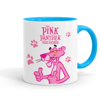 The pink panther, Mug colored light blue, ceramic, 330ml
