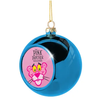 The pink panther, Blue Christmas tree ball ornament 8cm