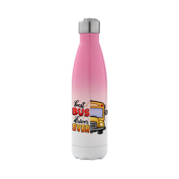 Best bus driver ever!, Metal mug thermos Pink/White (Stainless steel), double wall, 500ml