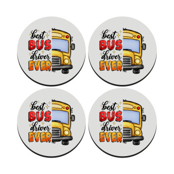 Best bus driver ever!, SET of 4 round wooden coasters (9cm)