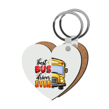 Best bus driver ever!, Μπρελόκ Ξύλινο καρδιά MDF