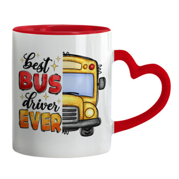 Best bus driver ever!, Κούπα καρδιά χερούλι κόκκινη, κεραμική, 330ml