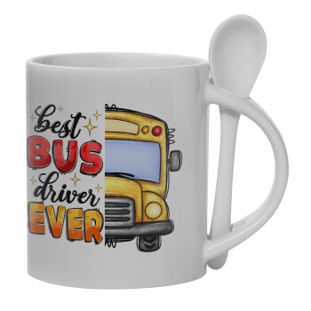 Best bus driver ever!, Κούπα, κεραμική με κουταλάκι, 330ml (1 τεμάχιο)