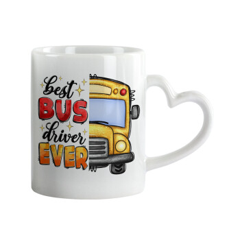 Best bus driver ever!, Κούπα καρδιά χερούλι λευκή, κεραμική, 330ml