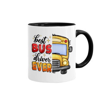 Best bus driver ever!, Κούπα χρωματιστή μαύρη, κεραμική, 330ml