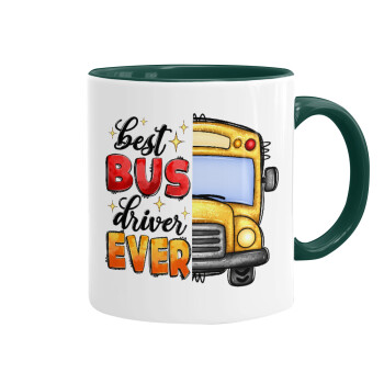 Best bus driver ever!, Κούπα χρωματιστή πράσινη, κεραμική, 330ml